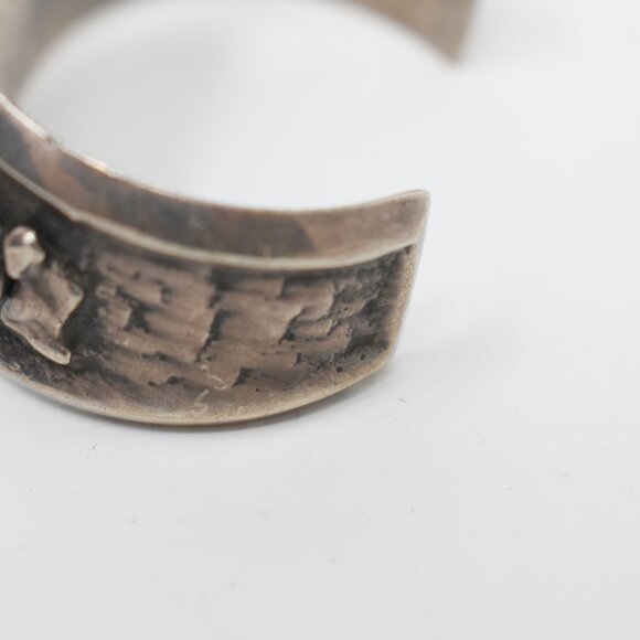 Vintage 1940s Navajo Old Pawn Cuff Bracelet Hand Stamp Ingot w/Kingman Turquoise - Picture 3 of 8